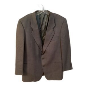 MANI BY GEORGIO ARMANI SZE 43R GRAY TWEED CROSSHATCH VIRGIN WOOL 2 BUTTON BLAZER